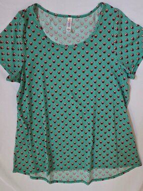 LuLaRoe Classic Tee — Disney Minnie Mouse Teal/Green | Size XL